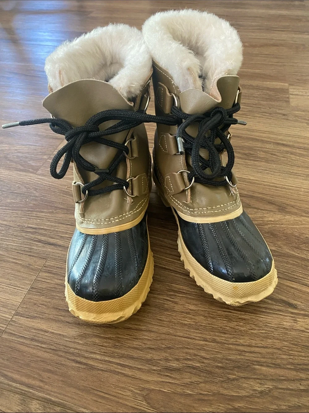 Vintage Sorel Manitou Kaufman Snow Boots With Wool Liners Canada Women's Size 5